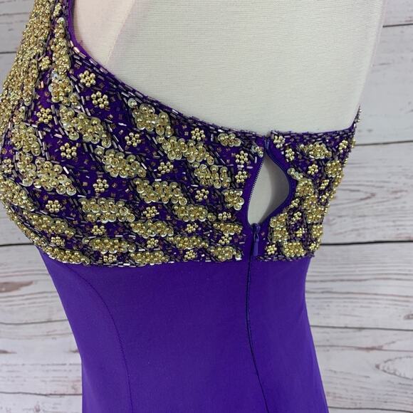 Purple and gold beaded gown - Picture 3 of 6